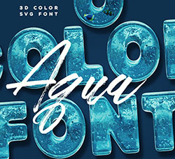 2个冰雕水族英文SVG字体：Aqua Color Font